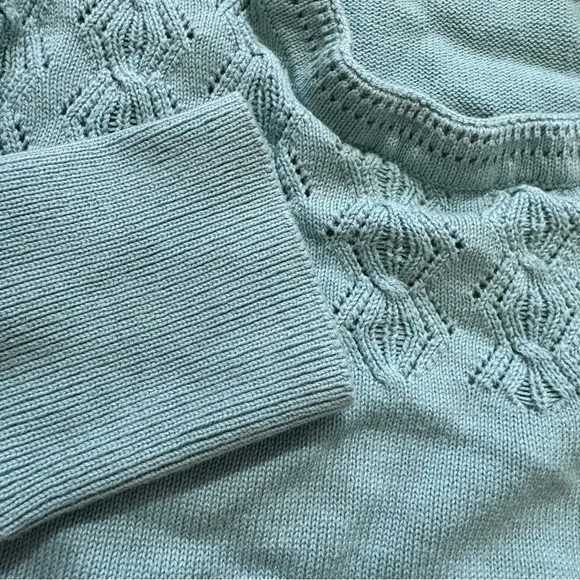 Banana Republic Aqua Blue Sweater Womens Sz XS Cotton Blend Pullover Crew Neck - Picture 8 of 9